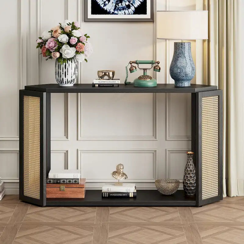 53 Arrow Konsolentisch mit geflochtenem Rattan