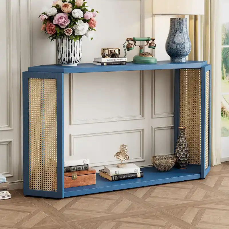 53 Arrow Konsolentisch mit geflochtenem Rattan