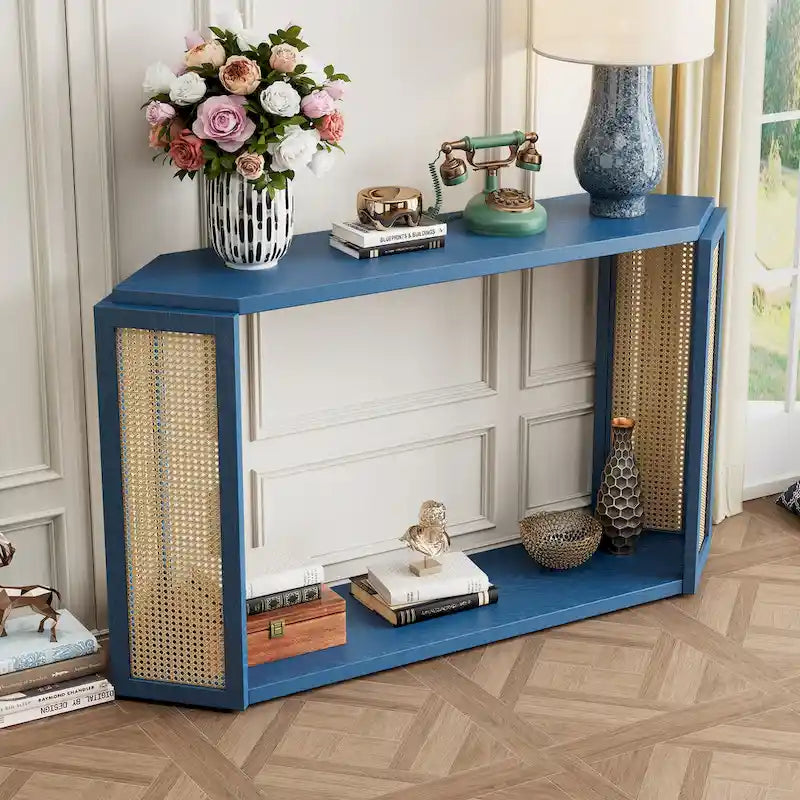 53 Arrow Konsolentisch mit geflochtenem Rattan
