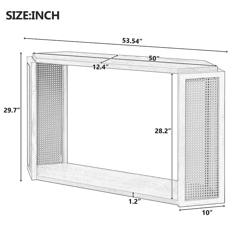 53 Arrow Konsolentisch mit geflochtenem Rattan