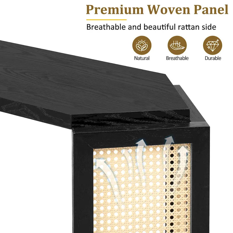 53 Arrow Konsolentisch mit geflochtenem Rattan