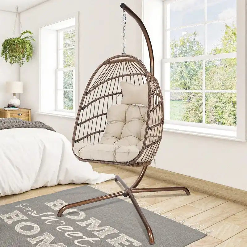 Fauteuil suspendu intérieur en forme d'œuf Royal surdimensionné avec support, balançoire extérieure en forme d'œuf de 350 lbs avec support, fauteuil suspendu en forme d'œuf confortable