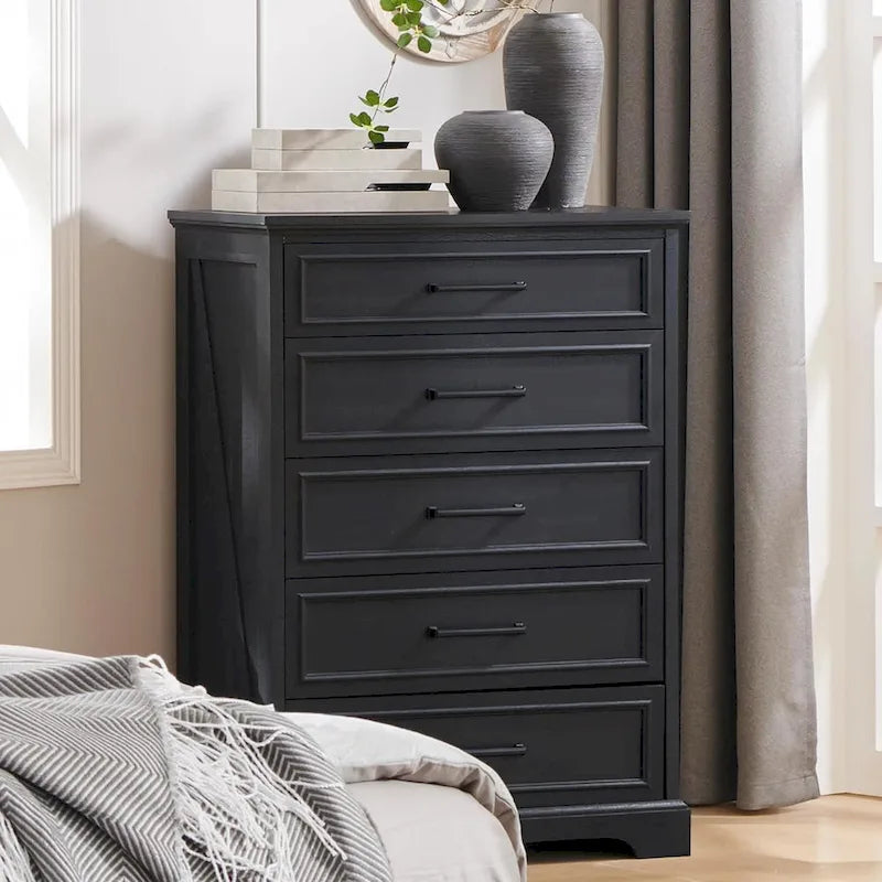 Kommode im Landhausstil mit 5 Schubladen, rustikale Holzkommode