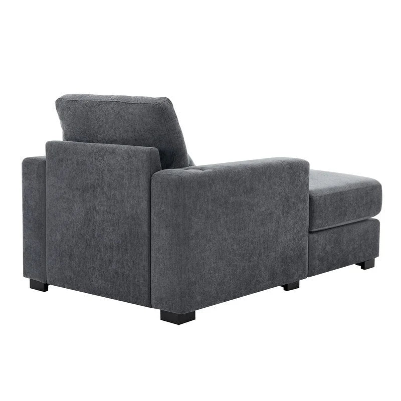 Übergroße Chaiselongue aus Chenille, 39.7/43.5/55 Stuhl-Bett-Sofa mit Kissen, Ladestation und Getränkehaltern