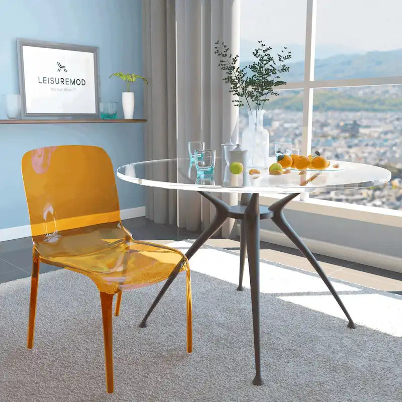 Stapelbarer minimalistischer Acryl-Kunststoff-Esszimmerstuhl, modern, mit hoher Rückenlehne, transparenter Akzentstuhl für Esszimmer und Küche