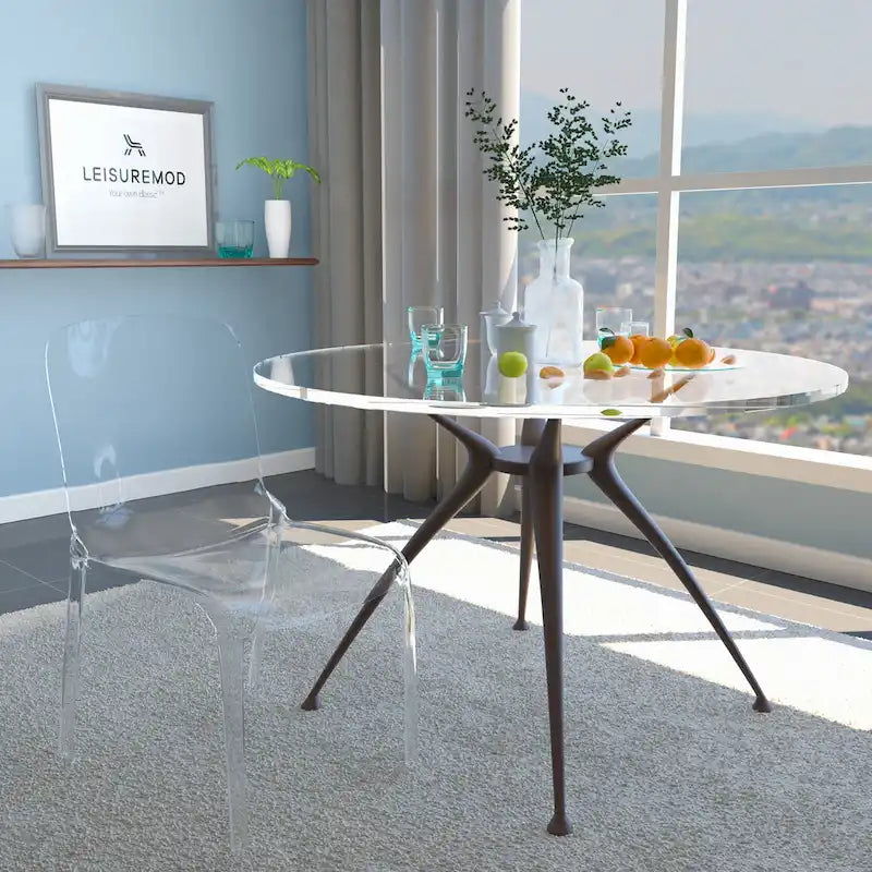 Stapelbarer minimalistischer Acryl-Kunststoff-Esszimmerstuhl, modern, mit hoher Rückenlehne, transparenter Akzentstuhl für Esszimmer und Küche