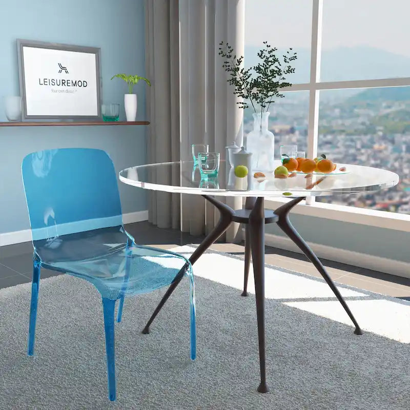 Stapelbarer minimalistischer Acryl-Kunststoff-Esszimmerstuhl, modern, mit hoher Rückenlehne, transparenter Akzentstuhl für Esszimmer und Küche