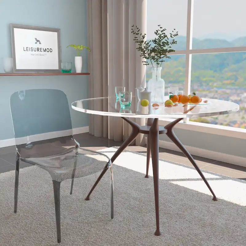 Stapelbarer minimalistischer Acryl-Kunststoff-Esszimmerstuhl, modern, mit hoher Rückenlehne, transparenter Akzentstuhl für Esszimmer und Küche