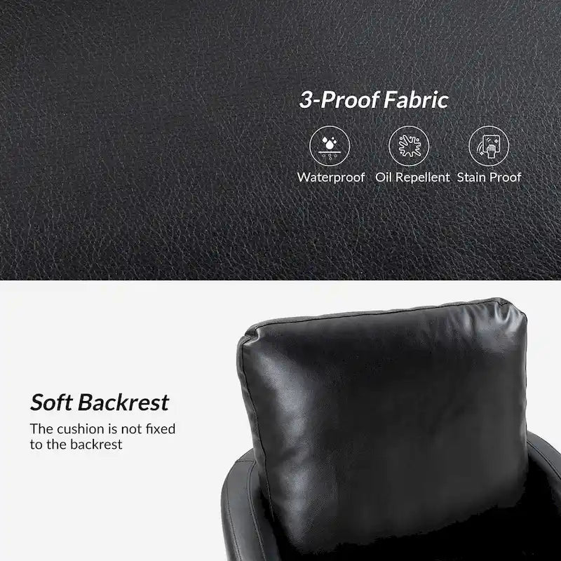 Transitional Swivel Faux Leather Barrel Accent Chair with Metal Base