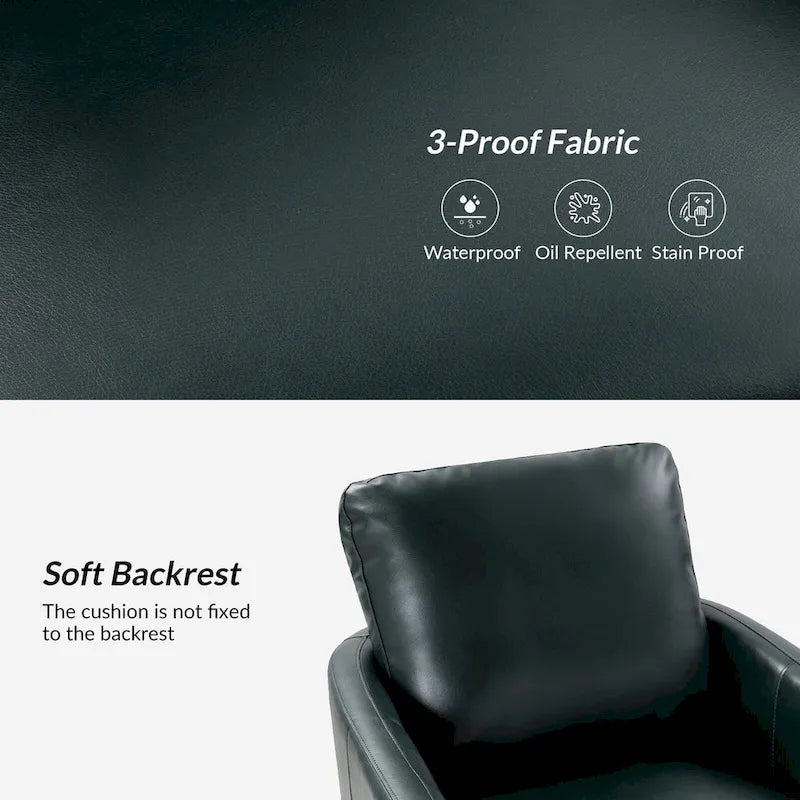 Transitional Swivel Faux Leather Barrel Accent Chair with Metal Base