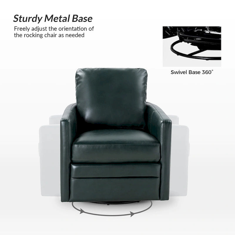 Transitional Swivel Faux Leather Barrel Accent Chair with Metal Base