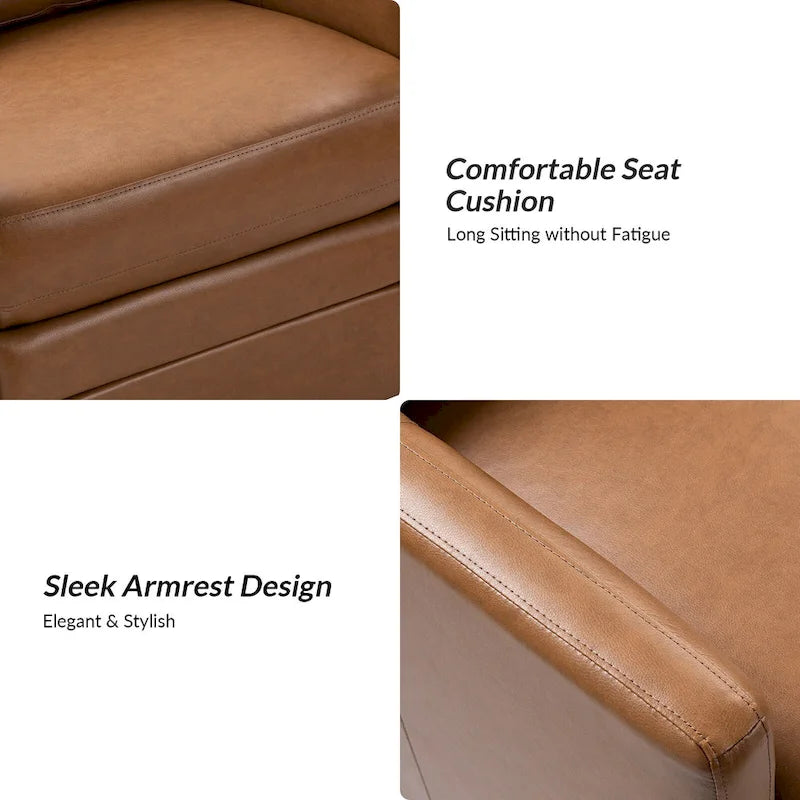 Transitional Swivel Faux Leather Barrel Accent Chair with Metal Base