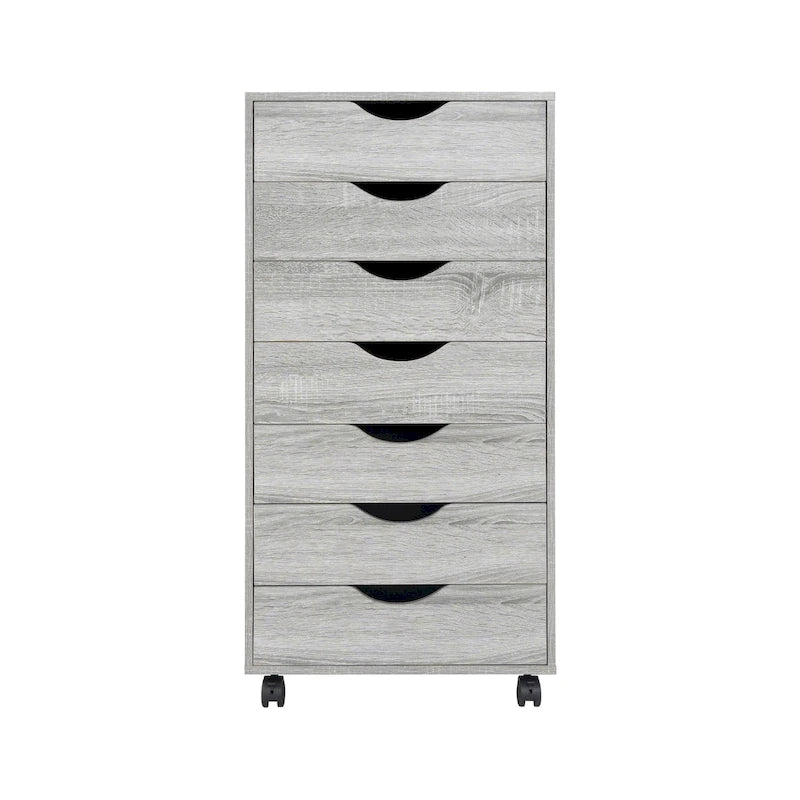 Caisson de classement de bureau roulant à 7 tiroirs, unité mobile de rangement de dossiers sous bureau avec roulettes pivotantes, rangement pour loisirs créatifs à la maison et au bureau