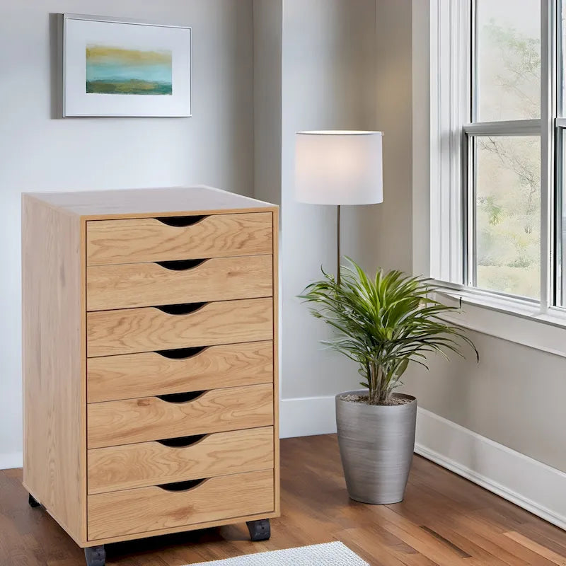Caisson de classement de bureau roulant à 7 tiroirs, unité mobile de rangement de dossiers sous bureau avec roulettes pivotantes, rangement pour loisirs créatifs à la maison et au bureau