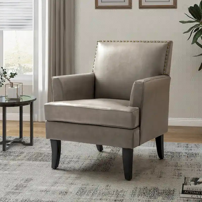 Fauteuil d'appoint contemporain et classique en polyester avec pieds en bois massif