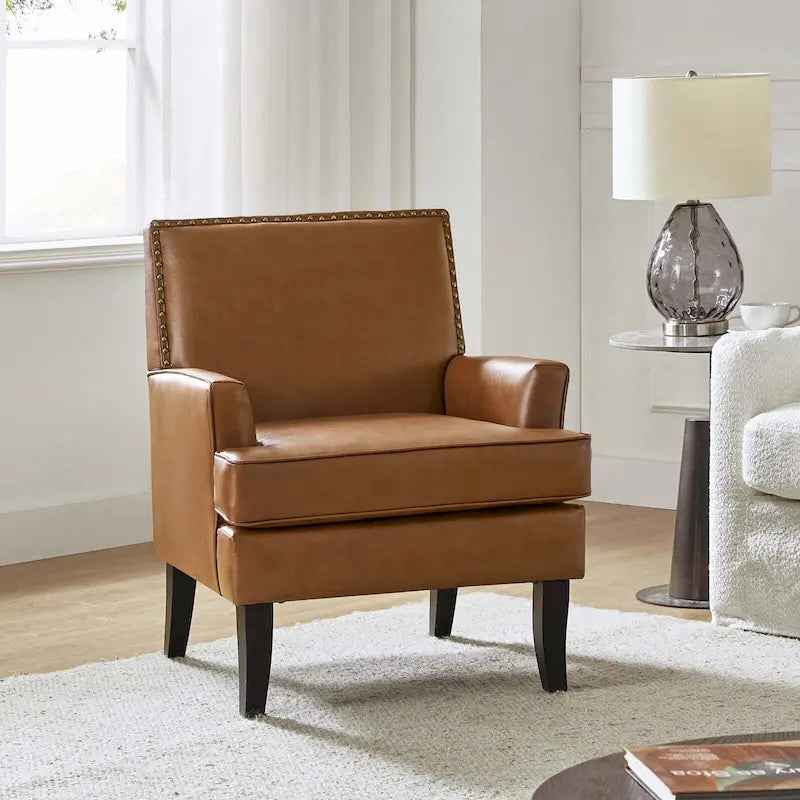 Fauteuil d'appoint contemporain et classique en polyester avec pieds en bois massif