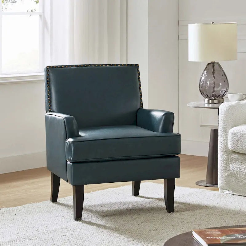 Fauteuil d'appoint contemporain et classique en polyester avec pieds en bois massif