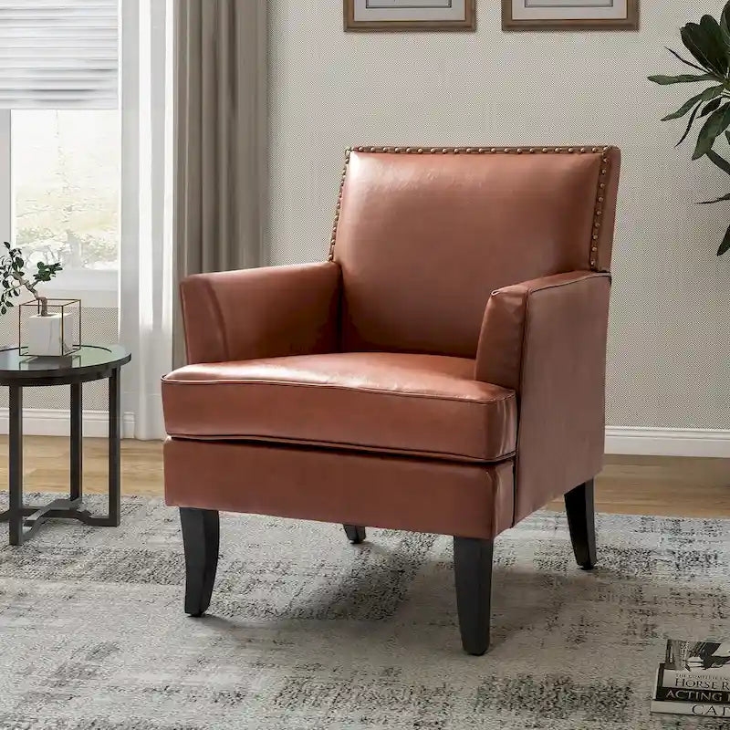 Nileus Contemporary and Classic Polyester Accent Chair with Solid Wooden Legs by HULALA HOME