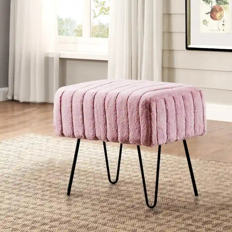 Fauxfur Ottoman Bench