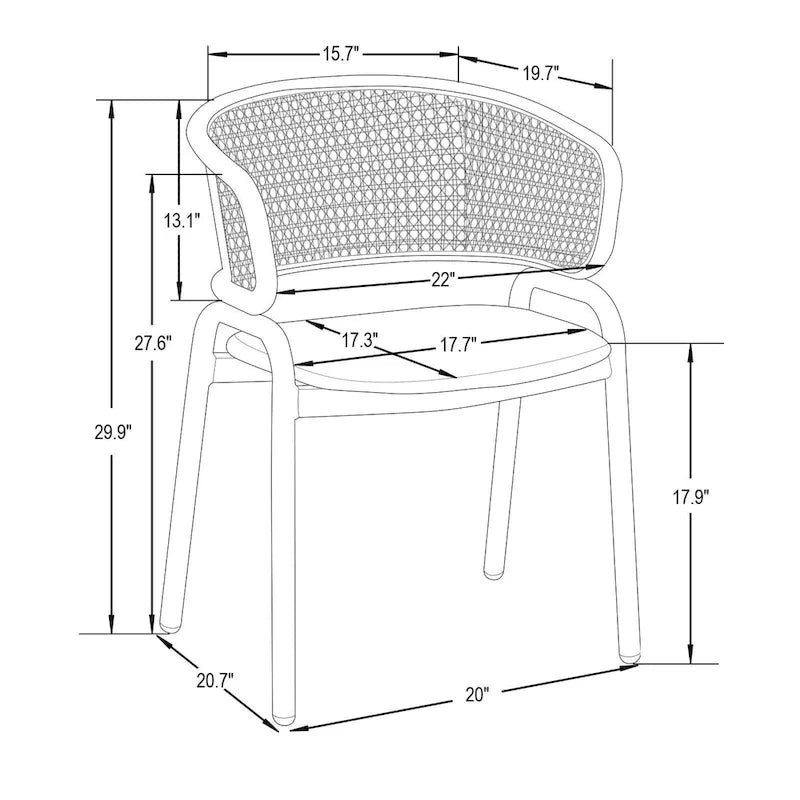 Moderner Esszimmerstuhl mit Rückenlehne aus Rattanimitat und gepolsterter Samtsitzfläche für Esszimmer und Küche, 4er-Set - 29.9