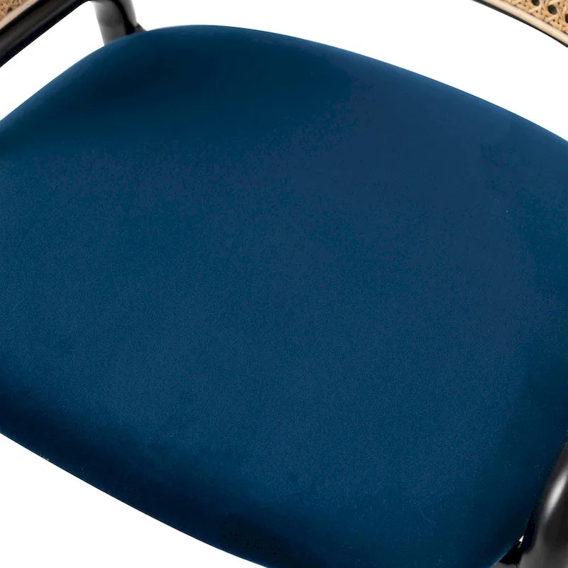 Moderner Esszimmerstuhl mit Rückenlehne aus Rattanimitat und gepolsterter Samtsitzfläche für Esszimmer und Küche, 4er-Set - 29.9