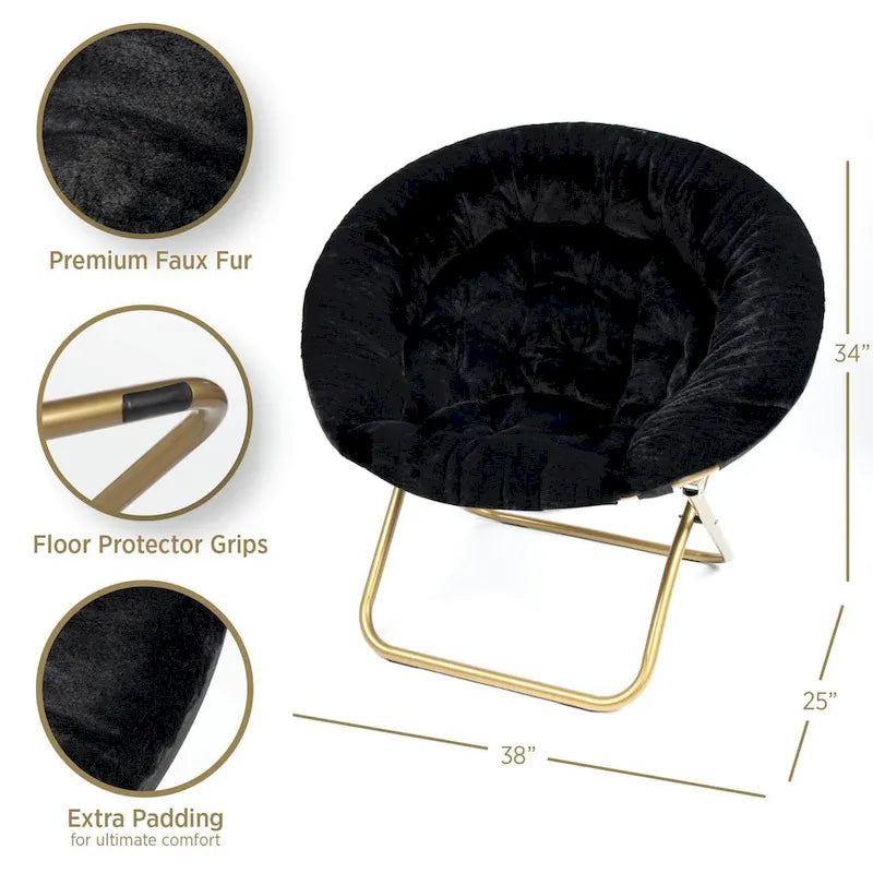 Fauteuil papasan douillet en fausse fourrure ultra grande taille