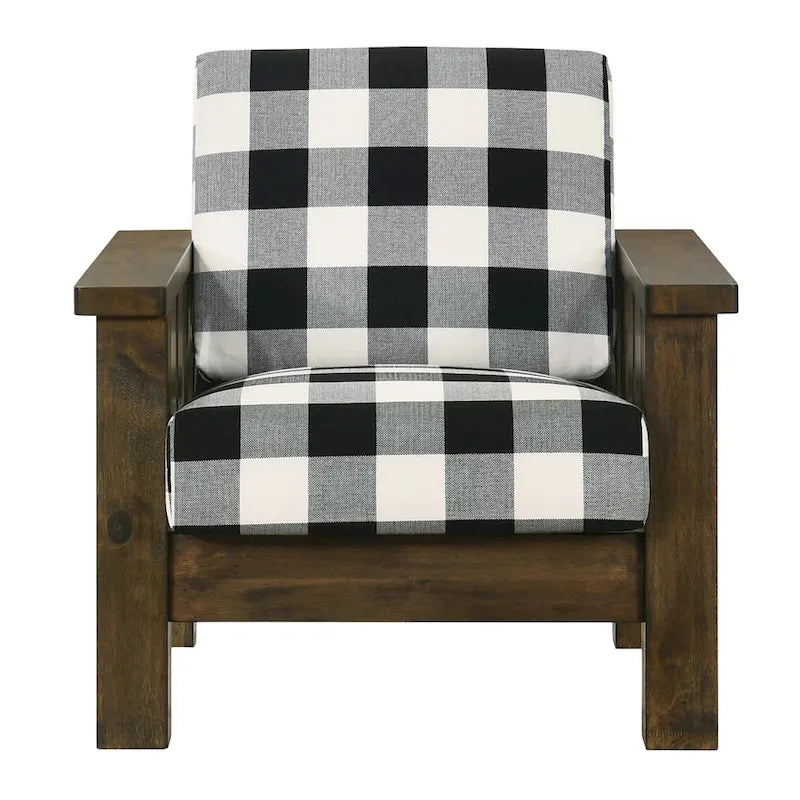 Fauteuil d'appoint rembourré en tissu de lin chêne rustique par