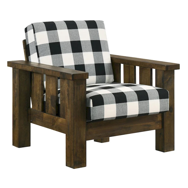 Fauteuil d'appoint rembourré en tissu de lin chêne rustique par