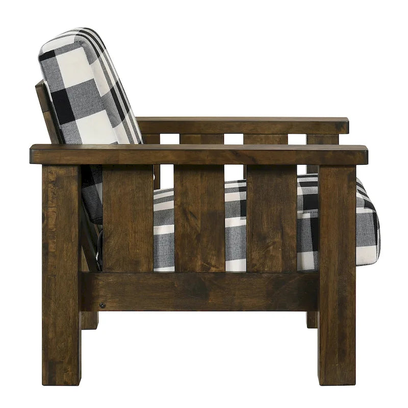 Fauteuil d'appoint rembourré en tissu de lin chêne rustique par