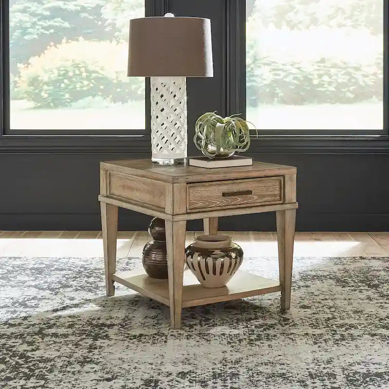 Weathered Sandstone Drawer End Table