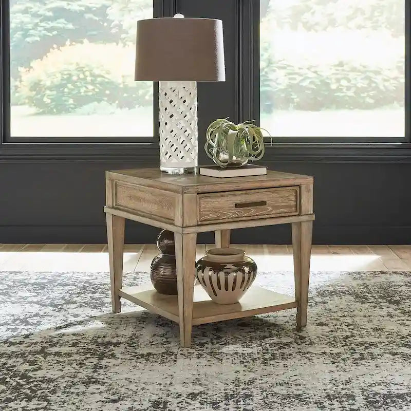 Devonshire Weathered Sandstone Drawer End Table