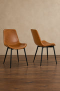 Alary Caramel Brown Faux Leather Modern Dining Chair (Set of 2)