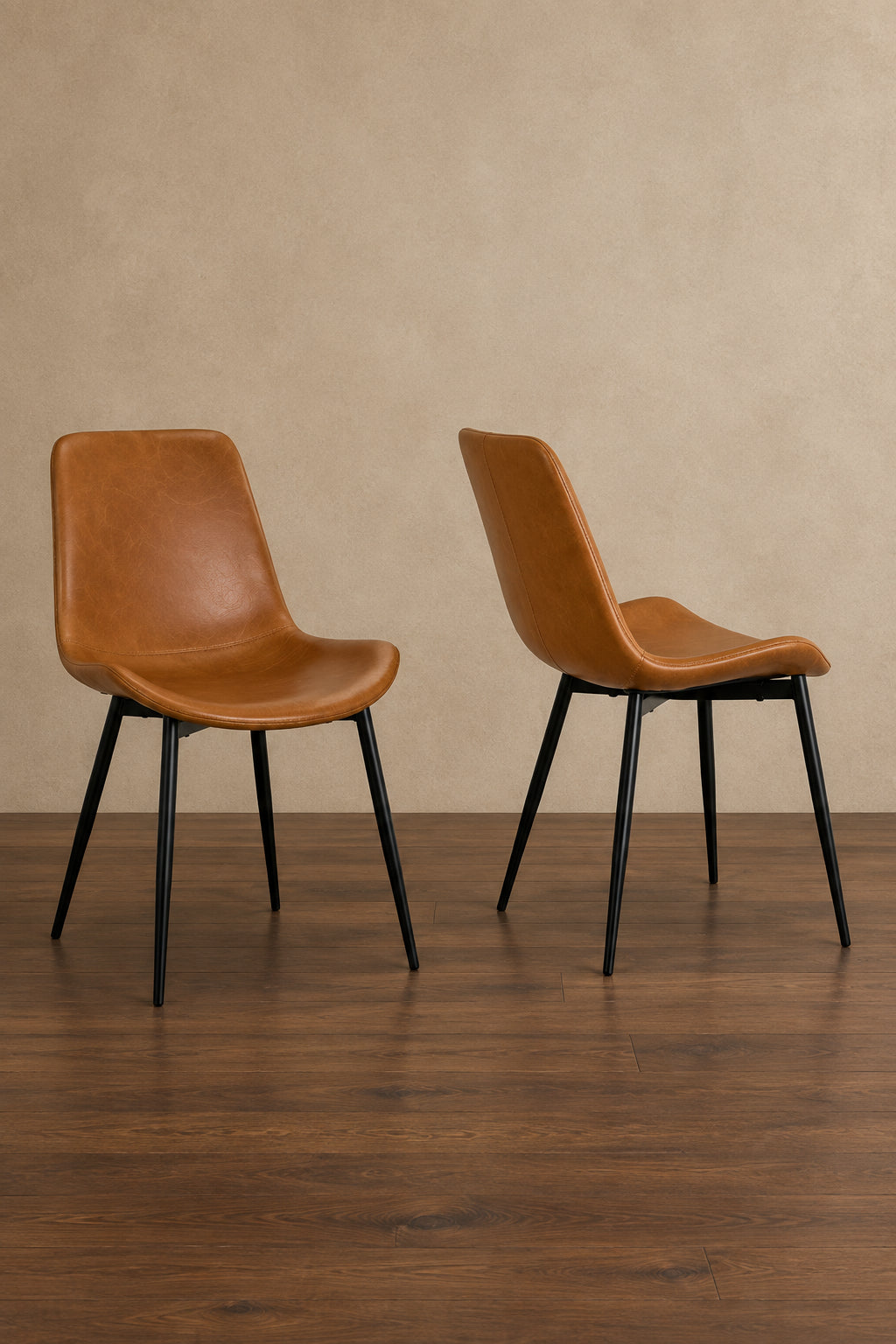 Alary Caramel Brown Faux Leather Modern Dining Chair (Set of 2)
