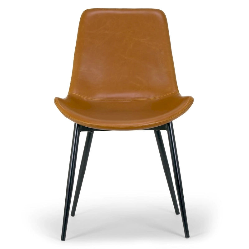 Chaise de salle à manger moderne en similicuir marron caramel (lot de 2)