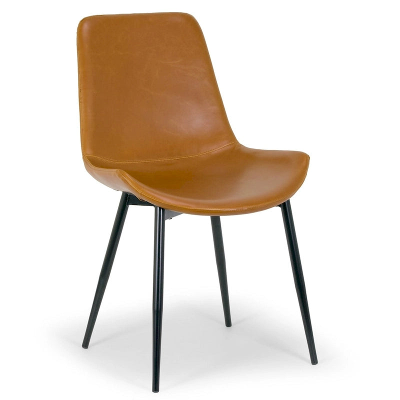 Moderner Esszimmerstuhl aus karamellbraunem Kunstleder (2er-Set)