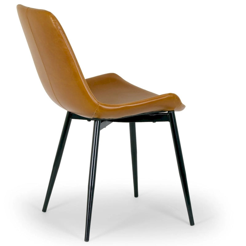 Moderner Esszimmerstuhl aus karamellbraunem Kunstleder (2er-Set)