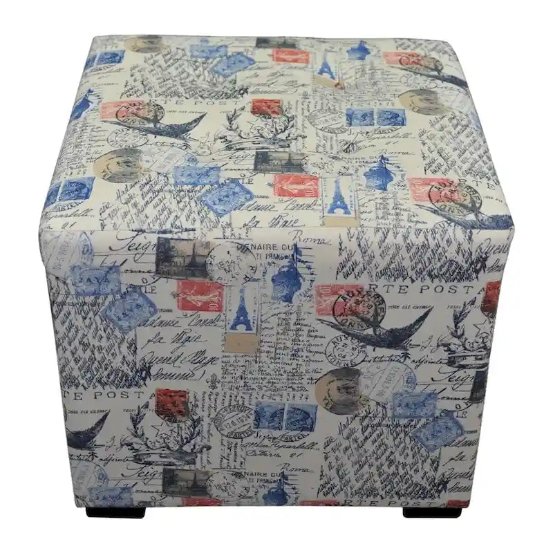 Pouf quadrato trapuntato con stampa