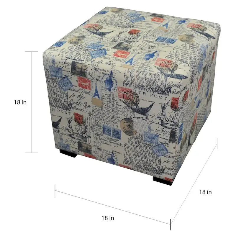 Pouf quadrato trapuntato con stampa