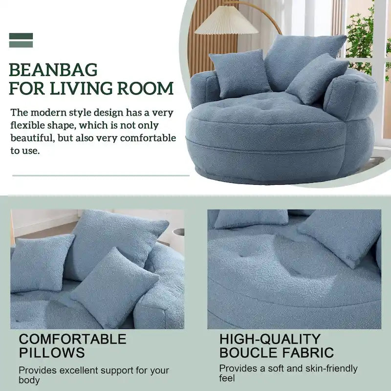 Indoor circular wide sofa and lazy sofa chair