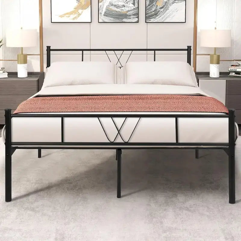 Metallbettgestell in Twin-Size mit Kopf- und Fußteil, strapazierfähige Stahlleistenauflage, einfache Montage, Matratzenunterbau