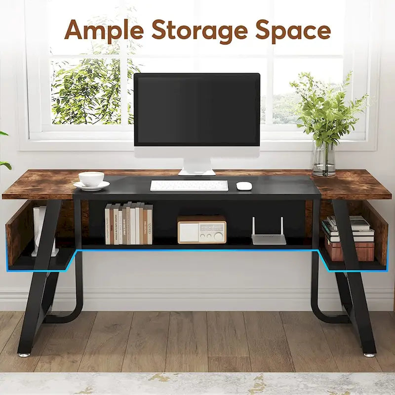 Bureau d'ordinateur et d'écriture de direction de 63, étagère de rangement, poste de travail moderne et simple