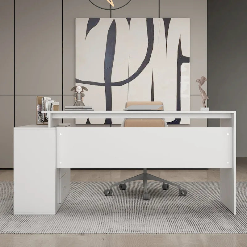 Bureau d'ordinateur pour télétravail, bureau d'angle, table d'écriture de 55 pouces