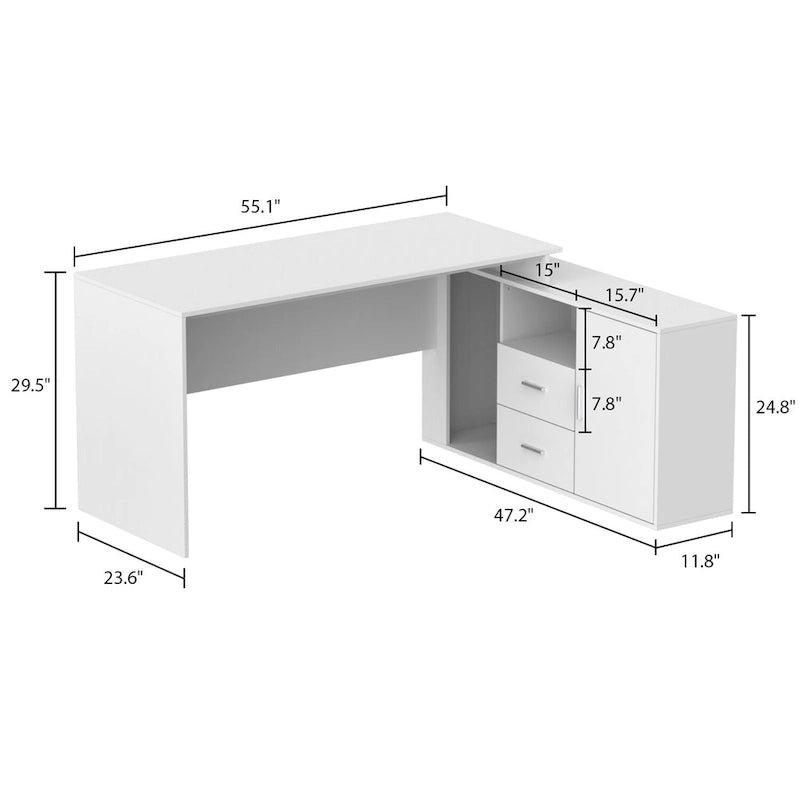 Home Office Computer Desk Corner Desk 55-inch Writing Table