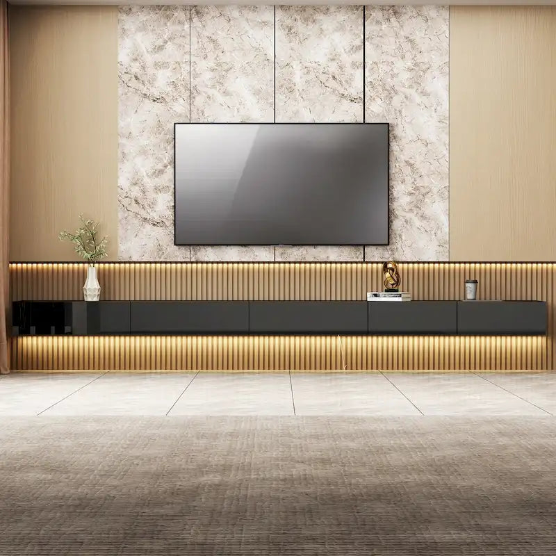 Schwebendes LED-TV-Möbel, Entertainment-Schrank für Zuhause und Büro, 2 STÜCK