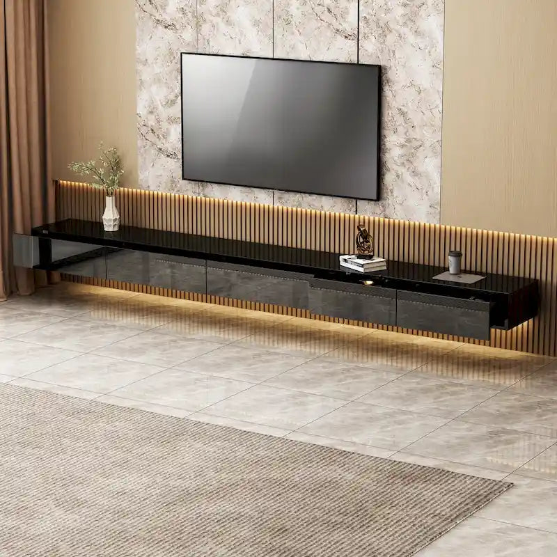 Schwebendes LED-TV-Möbel, Entertainment-Schrank für Zuhause und Büro, 2 STÜCK