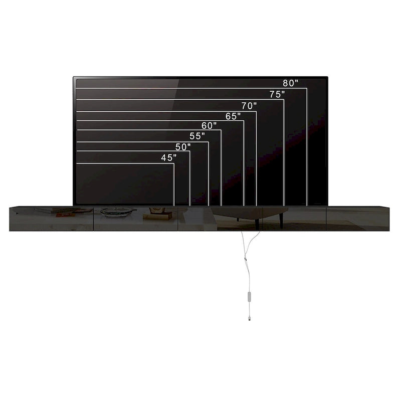 Schwebendes LED-TV-Möbel, Entertainment-Schrank für Zuhause und Büro, 2 STÜCK