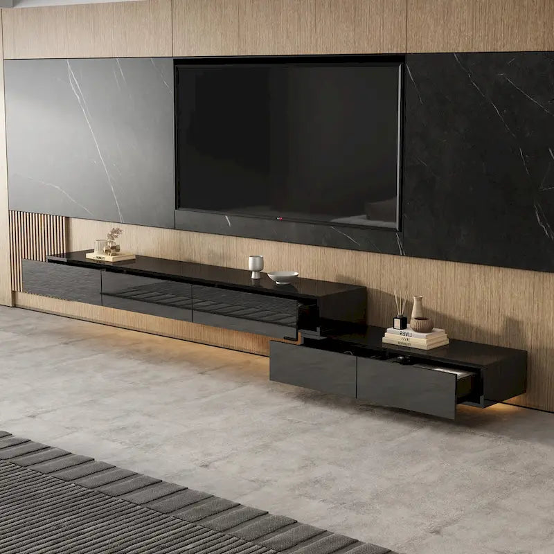 Schwebendes LED-TV-Möbel, Entertainment-Schrank für Zuhause und Büro, 2 STÜCK