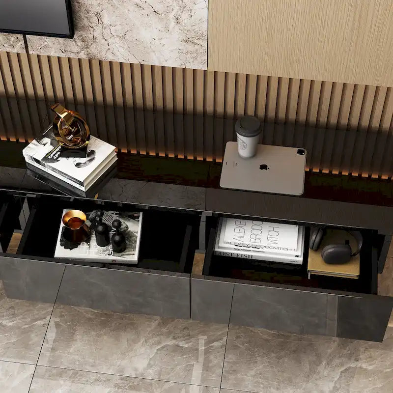 Schwebendes LED-TV-Möbel, Entertainment-Schrank für Zuhause und Büro, 2 STÜCK