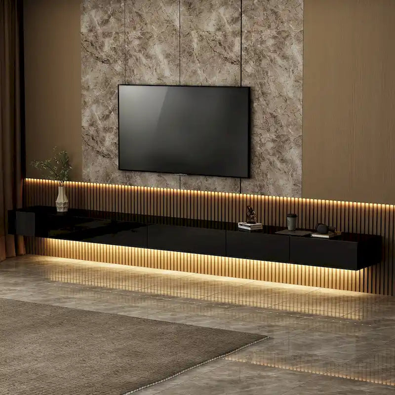 Schwebendes LED-TV-Möbel, Entertainment-Schrank für Zuhause und Büro, 2 STÜCK