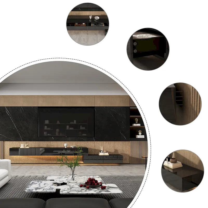 Schwebendes LED-TV-Möbel, Entertainment-Schrank für Zuhause und Büro, 2 STÜCK